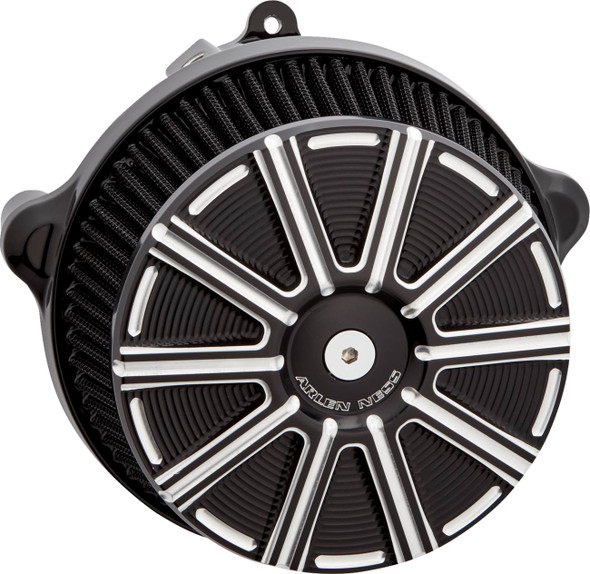 Arlen Ness - 600-307 - Big Sucker™ Stage 1 Air Cleaner Kit with Cover - 10 Gauge - Black with Machined Accents