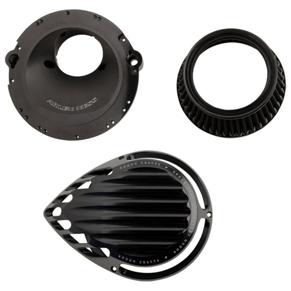 Arlen Ness - Black Rough Craft Air Cleaner Kit fits '24-'25 Harley M8 Gen 2 FLHX/​FLHXU/​FLTRX/​FLTRXSTSE, '23-'25 FLHXSE/​FLTRXSE, '25 Softail Models