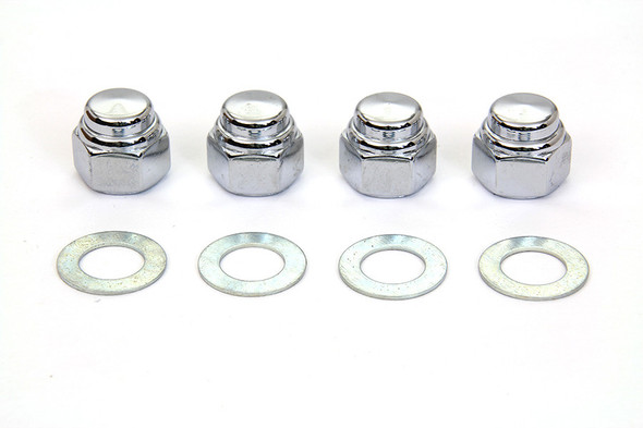 Colony - Rocker Shaft End Nut Kit - Chrome fits Harley FL, FX, and XL ( see desc.)