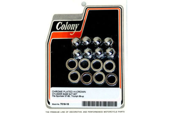 Colony - Cylinder Base Acorn Nut and Washer Set - Chrome fits '57-'84 XL
