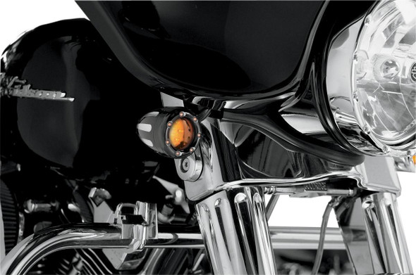 Arlen Ness - 12-753 - Turn Signals - LED - Deep Cut - Black/Amber - Amber Ring