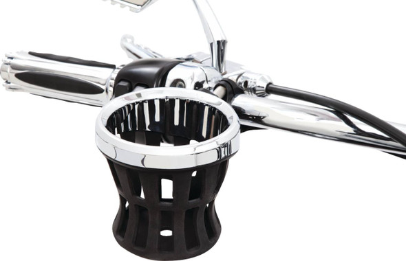 Ciro - 55412 - Drink Holder - Gen 2 - Chrome - Chrome 7/8"/1" Handlebar Mount