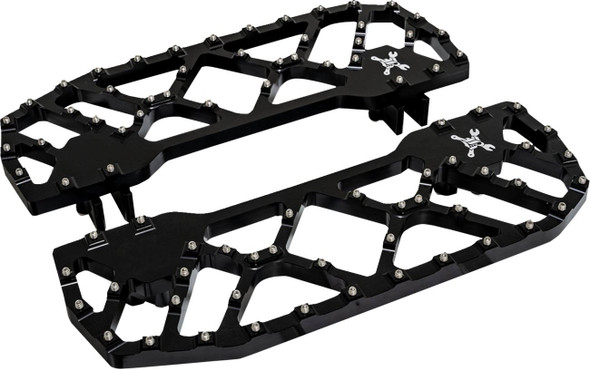 Burly Brand - B13-1053B - MX-Evolution Floorboards - Rider - Black - FLH/FLT '85-'24