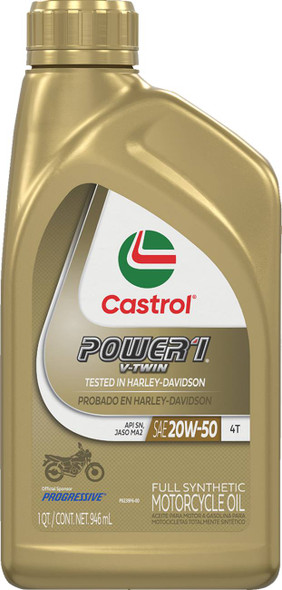 Castrol - 15D28D - Power 1® Synthetic Engine Oil - V-Twin - 20W-50 - 1 US quart