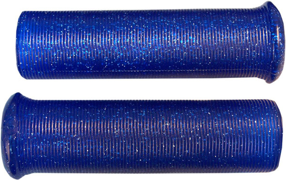 Emgo - 42-21113 - Star Fire Flake Grips - Retro - Metal - 1" - Blue