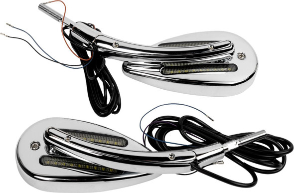 Custom Dynamics - CD-MIR-PLUG-C - Mirrors - Side View - with LED Turn Signal - Chrome - Pair