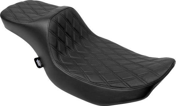 Drag Specialties Seats - Extended Reach Predator III Seat - Double Diamond - Black Stitching - Vinyl - FLH/FLT '23-'24
