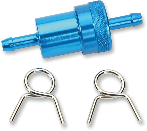 Emgo - 14-34471 - Anodized Aluminum Fuel Filter - Blue - 1/4"