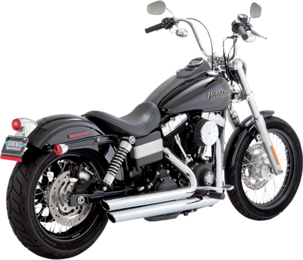 Vance and Hines - Big Shots Staggered w/ Slash-cut End Caps - Chrome fits '12-'17 Dyna Models (except '12-'17 FLD, '14-'17 FXDL)