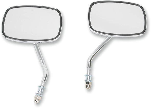Emgo - 20-21706 - Mirrors - Side View - Plain Face/Rectangle - Short Stem - Left/Right - Screw-In - Pair