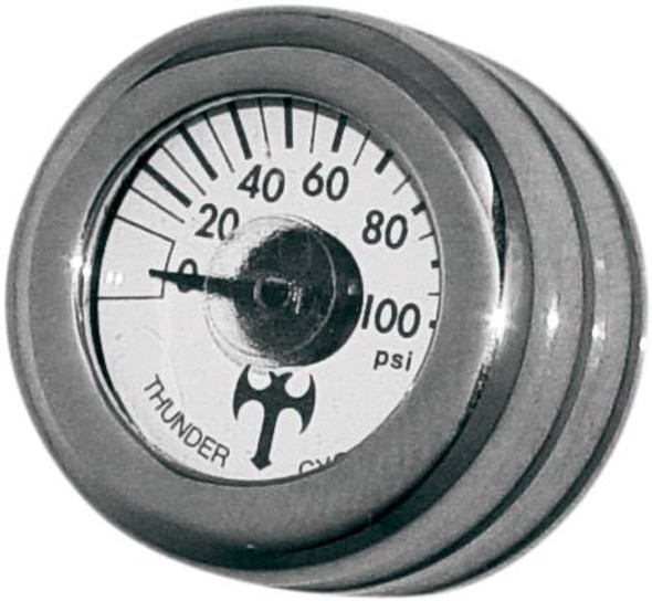 Eddie Trotta Designs - TC-001 - Mini Oil Pressure Gauge and Cover - Polished - White Face - 3/16" W x 9/16" D