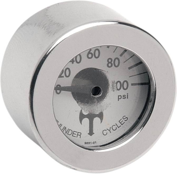 Eddie Trotta Designs - TC-001 - Mini Oil Pressure Gauge and Cover - Polished - White Face - 3/16" W x 9/16" D