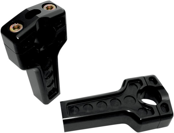 Joker Machine - 03-864B - Dual Handlebar Riser Clamp Assembly - 4" - Harley Davidson - Black