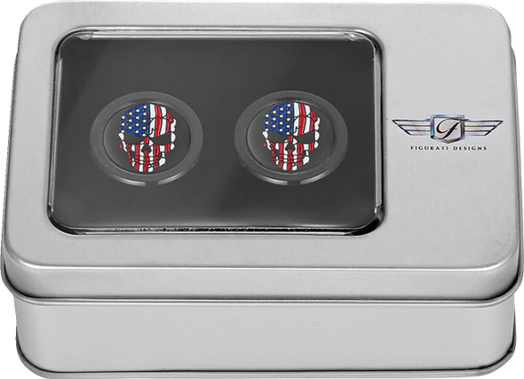 Figurati Designs - FD25-DC-2530-BK - Docking Covers - Red/White/Blue American Flag Skull - Short - Black
