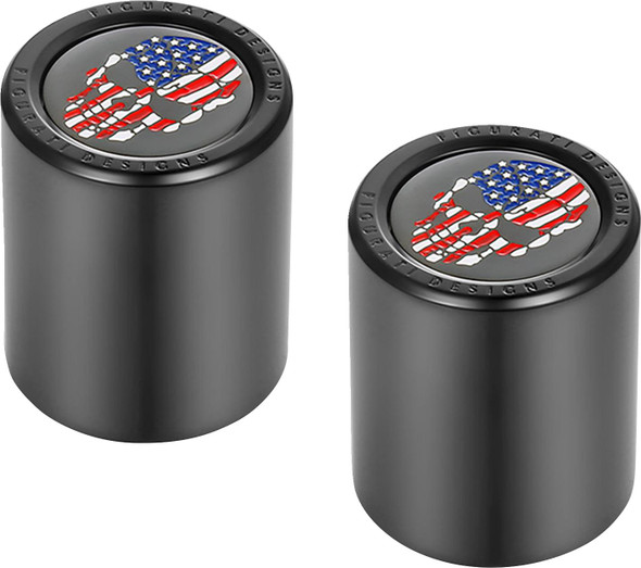 Figurati Designs - FD25-DC-2530-BK - Docking Covers - Red/White/Blue American Flag Skull - Short - Black