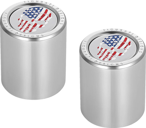 Figurati Designs - FD24-DC-2730-SS - Docking Covers - Red/White/Blue American Flag Skull - Silver