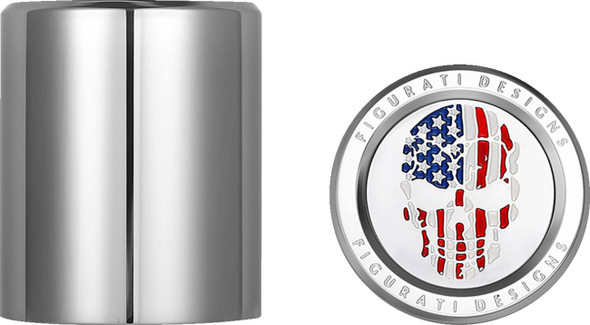 Figurati Designs - FD24-DC-2730-SS - Docking Covers - Red/White/Blue American Flag Skull - Silver