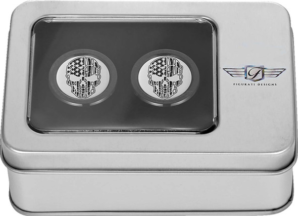 Figurati Designs - FD27-DC-2730-BK - Docking Covers - American Flag Skull - Contrast Cut - Black