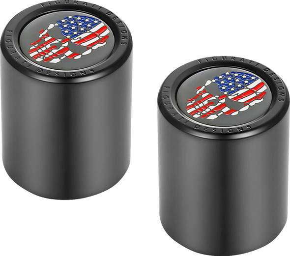 Figurati Designs - FD25-DC-2730-BK - Docking Covers - Red/White/Blue American Flag Skull - Black