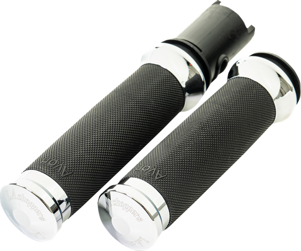 La Choppers - LA-7493-01 - County Line Grips - '24 FL - Chrome - Original Throttle-By-Wire ('08-'23 Touring / '16-'24 Softail)