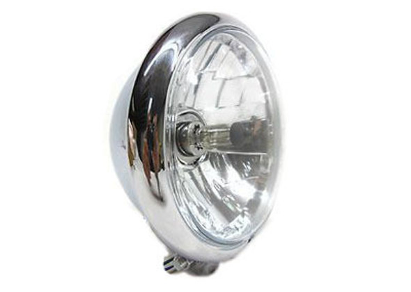 V-Twin Bates Style Headlight 5.75" Faceted - Chrome w/ Clear Lens