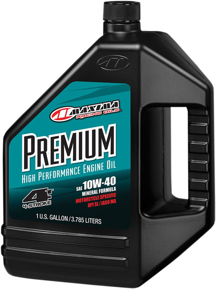 Maxima Racing Oil - 349128 - Premium High Performance Mineral 4T Engine Oil - 10W-40 - 1 US gallon