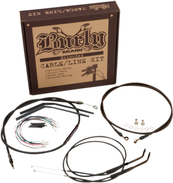 Burly Brand - 12" Handlebar Cable/ Brake Line Extension Kit - fits '12-'17 FXD Single Disc w/ ABS