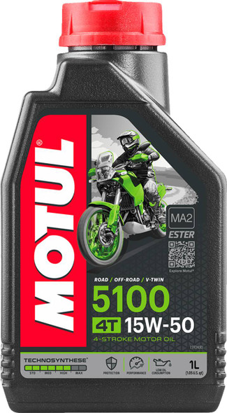 Motul - 104080 - 5100 4T Synthetic Blend Oil - 15W-50 - 1L