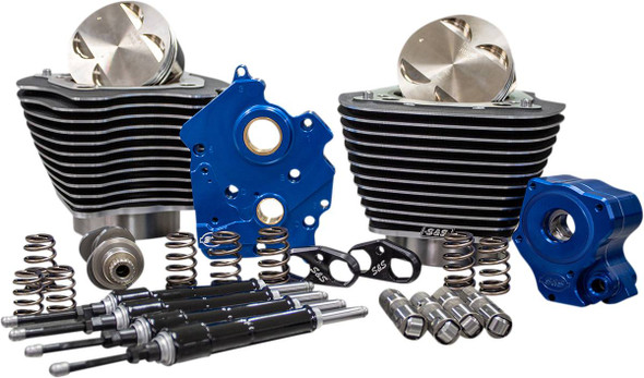S&S Cycle - 310-1056B - 124" Power Package - Chain Drive - Highlighted Fins - Black Pushrod Tubes - 107" M8