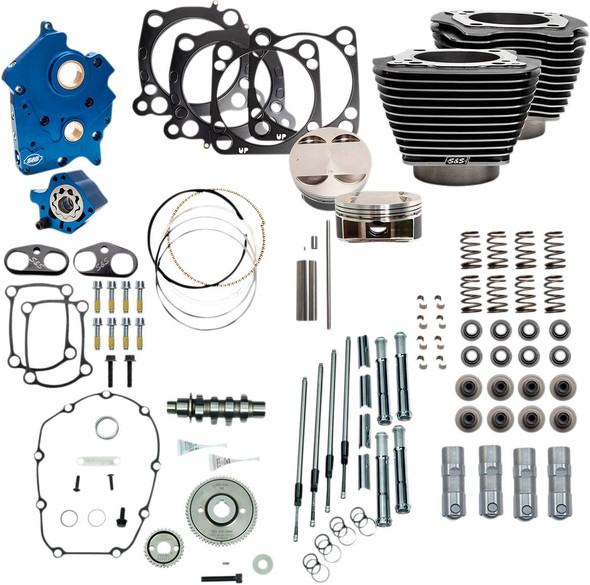 S&S Cycle - 310-1110A - 128" Power Package - Gear Drive - Black Granite with Highlighted Fins - 114"/117" M8
