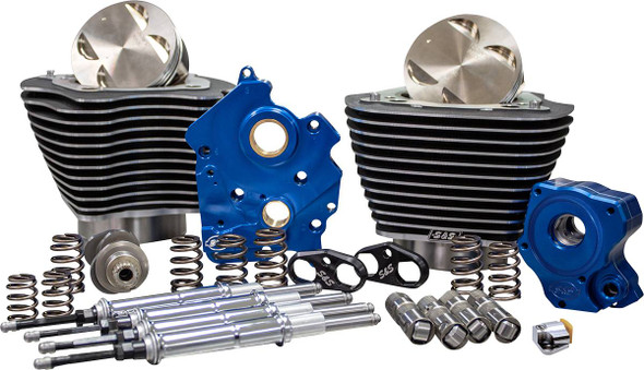 S&S Cycle - 310-1050B - 124" Power Package - Chain Drive - Highlighted Fins - Chrome Pushrod Tubes - 107" M8