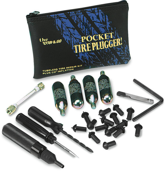 Stop & Go International - 1001 - Tire Plugger with CO² Cartridges - Pocket - Kit
