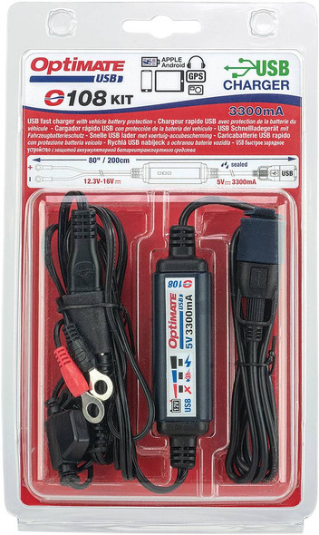 Tecmate - O-108KIT - SAE to USB Power Cable O-108 - With Battery Lead