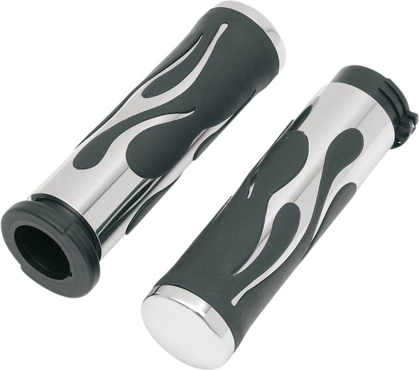 Drag Specialties - 06300268 - Flamed Grips - Chrome