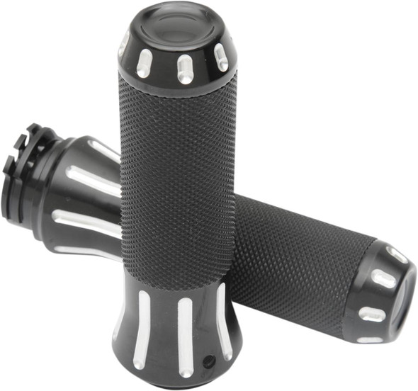 Drag Specialties - 06301612 - Custom Grips - Black Cut