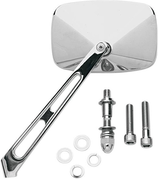 Drag Specialties - 06400006 - Mirror with Air Stem - Side View - Rectangle - Chrome - Left/Right - Each