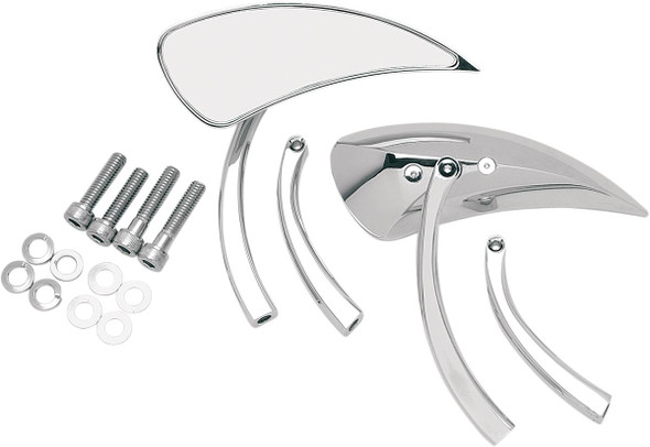 Drag Specialties - 06400082 - Mirrors - Side View - Teardrop - Chrome - Right/Left - Pair