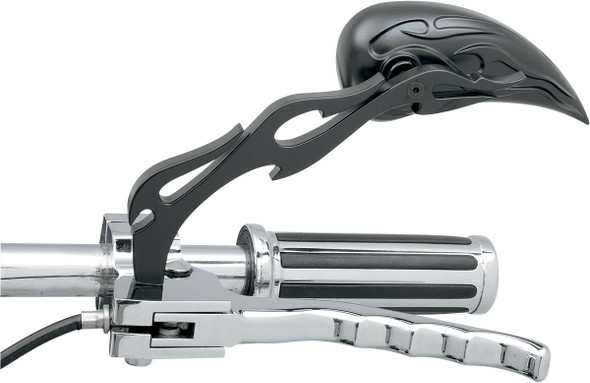 Drag Specialties - 06400289 - Mirrors - Flame - Side View - Teardrop - Black - Pair