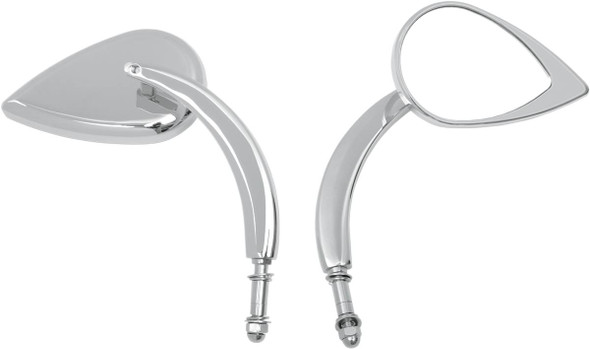 Drag Specialties - 06400387 - Mirror - Side View - Teardrop - Chrome - Curved/Long Stem - Each