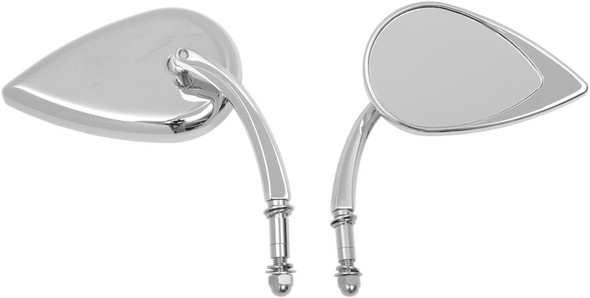 Drag Specialties - 06400388 - Mirror - Side View - Teardrop - Chrome - Curved/Short Stem - Each
