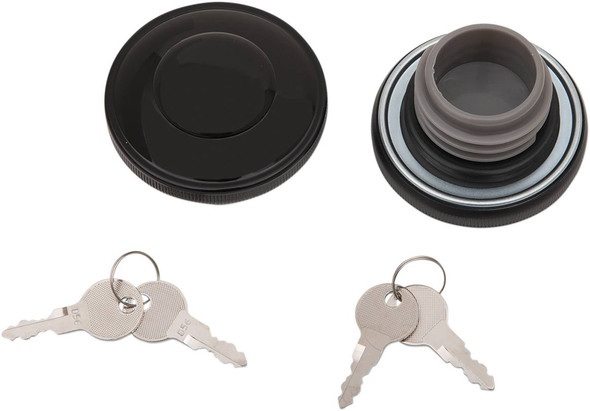 Drag Specialties - 07030816 - Screw-In Locking Gas Cap - Non-Vented - Gloss Black