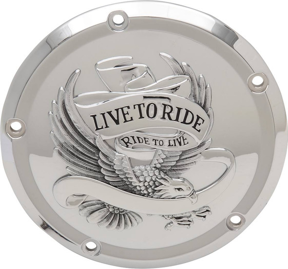 Drag Specialties - 11070554 - Live to Ride Derby Cover - 5-Hole - Chrome - Touring/Trike