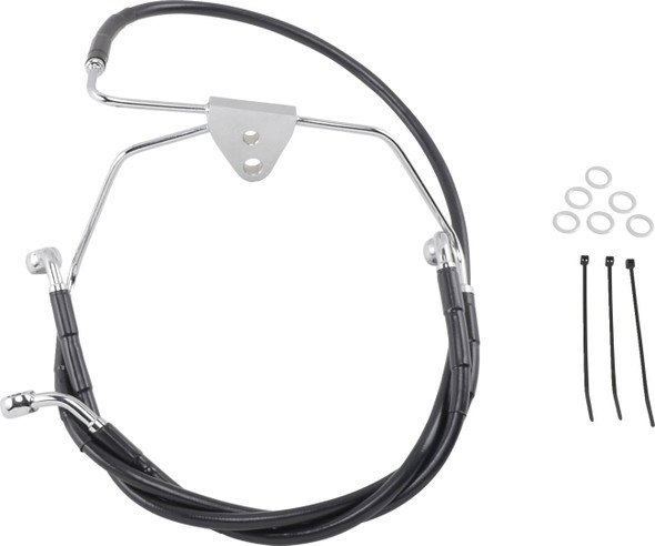Drag Specialties - 17412515 - Brake Line - Front - Black - +2" - FLH '96-'07