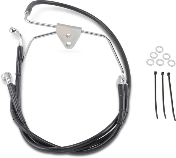 Drag Specialties - 17412518 - Brake Line - Front - Black - +8" - FLH '96-'07