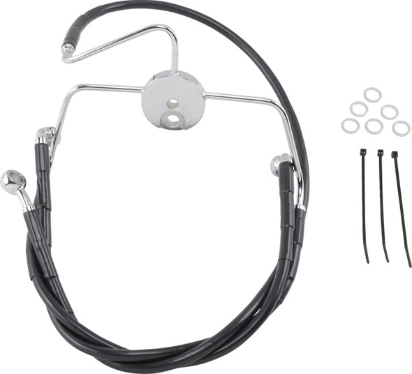 Drag Specialties - 17412522 - Brake Line - Front - Black - +4"