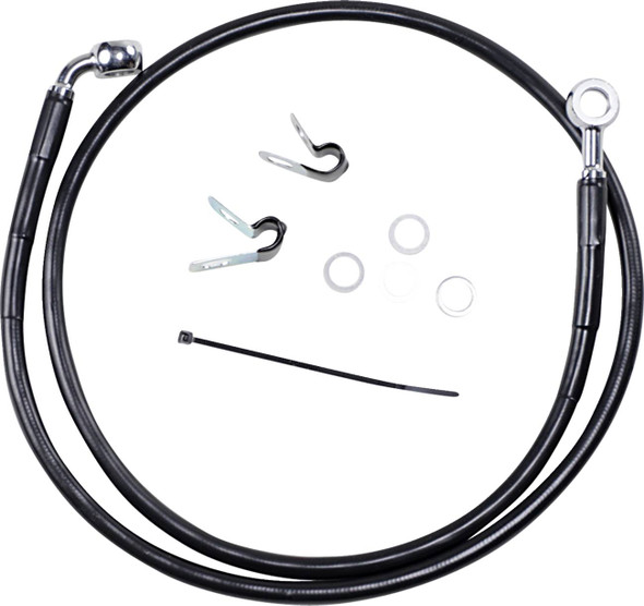 Drag Specialties - 17412528 - Brake Line - Front - Black - +4" - '04-'10 XL