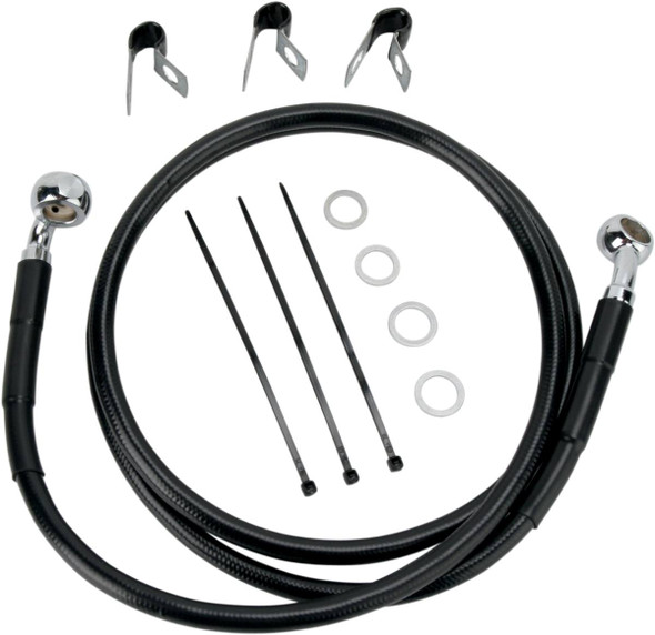 Drag Specialties - 17412540 - Brake Line - Front - Black - +4" - '00-'07 FLST