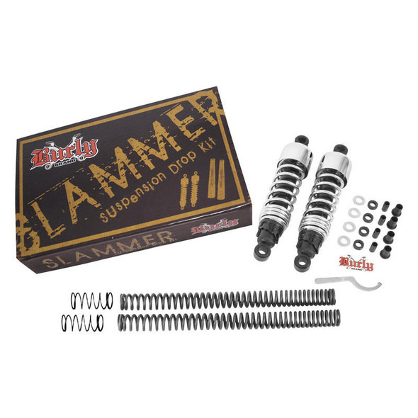 Burly Brand - Slammer Suspension Lowering Kit fits '91-'05 Dyna Models (Exc. FXDWG Models) - Chrome
