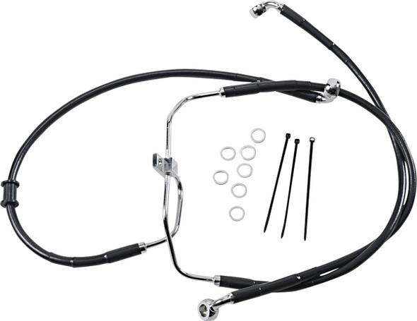 Drag Specialties - 17412907 - Brake Line - Front - Black - +2" - FXDF '08-'17