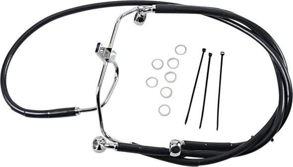 Drag Specialties - 17412911 - Brake Line - Front - Black - +10" - FXDF '08-'17